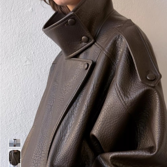 Women's Brown Leather Jacket - Picture 3 of 3